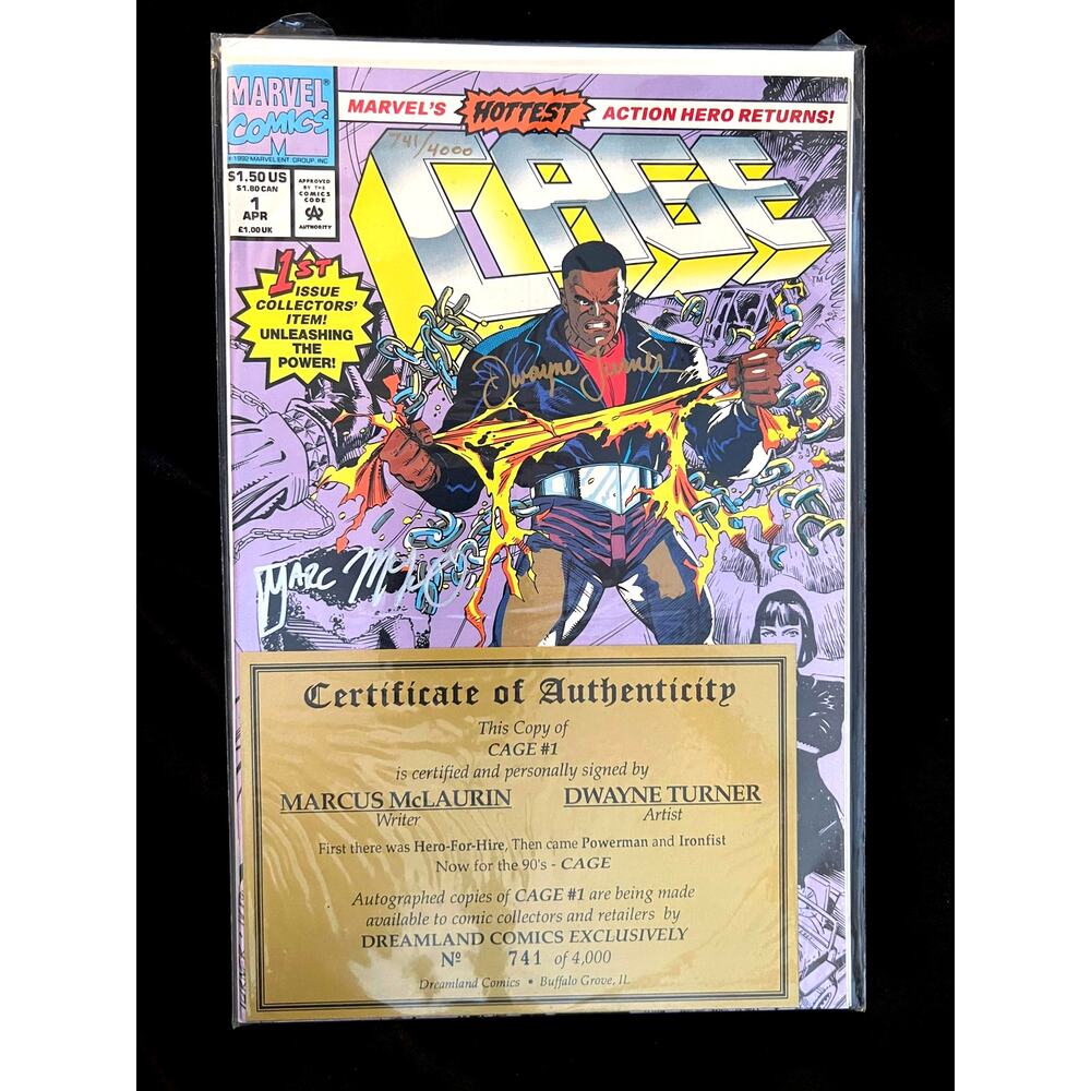 1992  LIMITED EDITION AUTOGRAPHED Marvel "CAGE" #1 - MINT unopened COA
